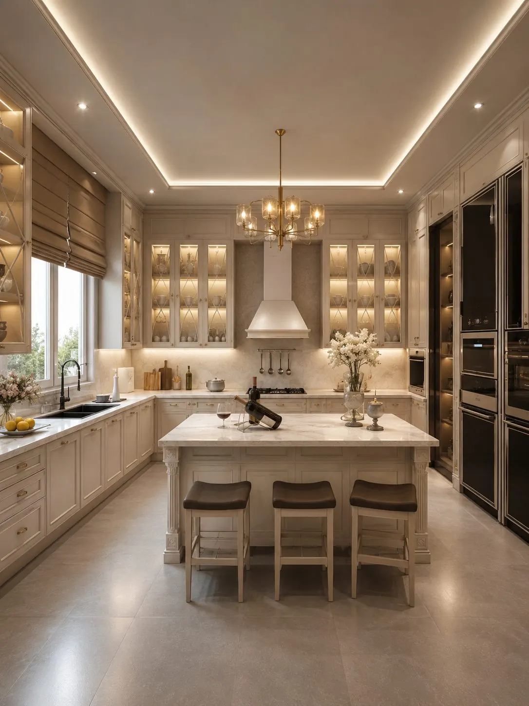Dapur sesudah: kitchen set French classic dengan island